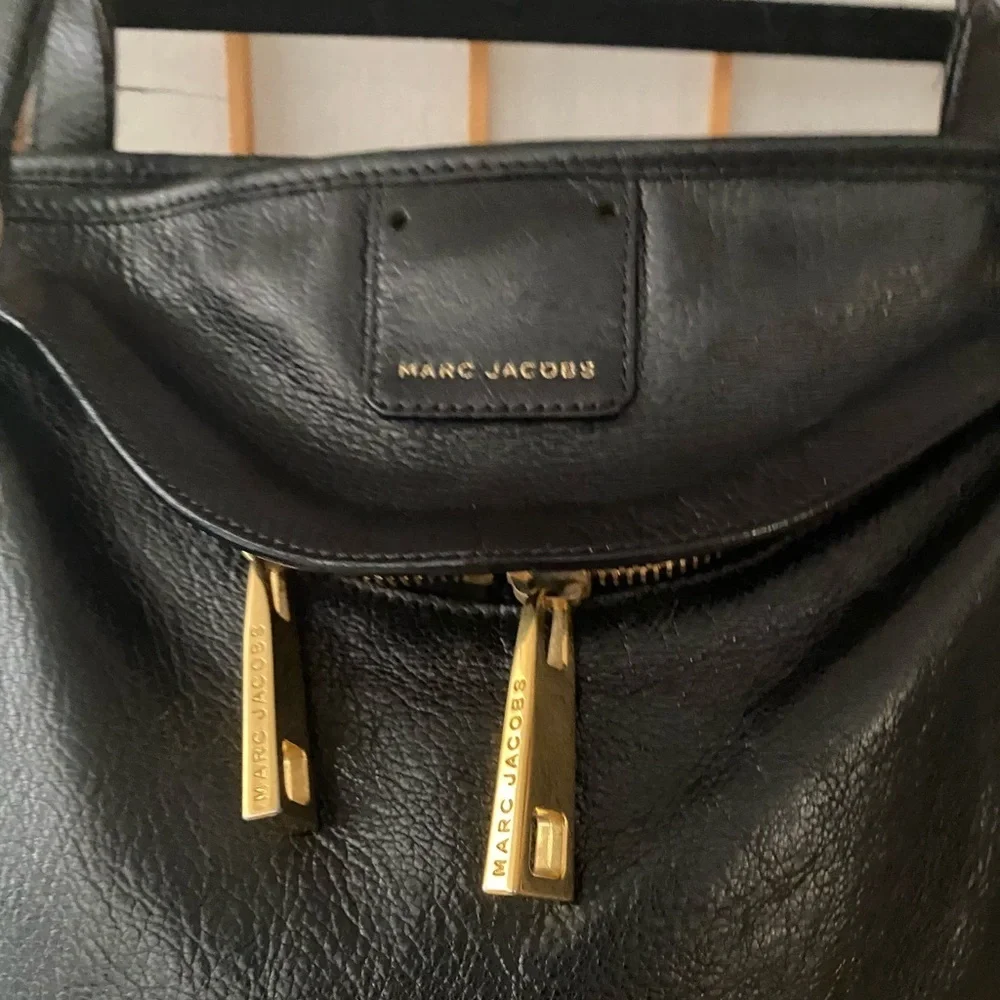 Marc JACOBS Black Wellington Fulton Leather Satchel Bag Large Purse Tote $1300